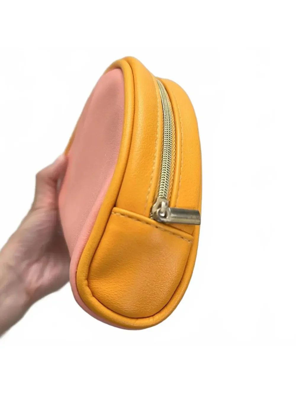 Philosophy Cosmetics Travel Bag Pink Orange Trim Soft Faux Leather